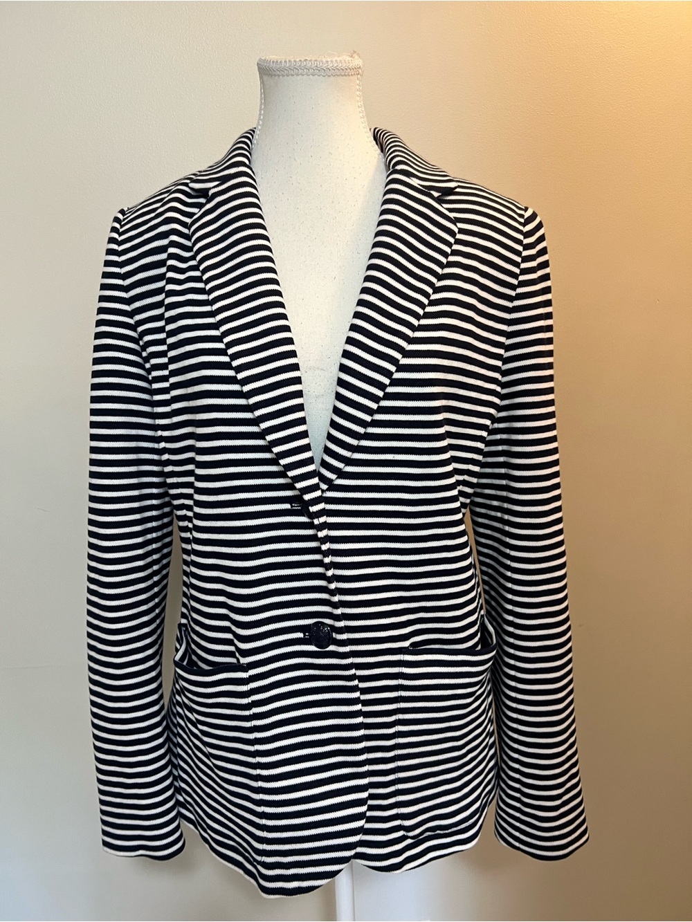 Striped Black & White Women’s Button-Up Sweater